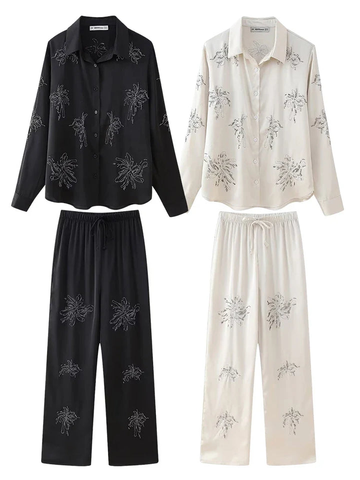 Liv - Besticktes Set mit weiter Hose