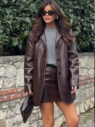 Carolin - Oversized Jacke in Lederoptik