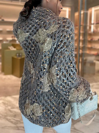 Bettina - Pailletten-Strickjacke
