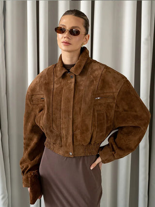 Barbara - Oversized Jacke in Wildlederoptik