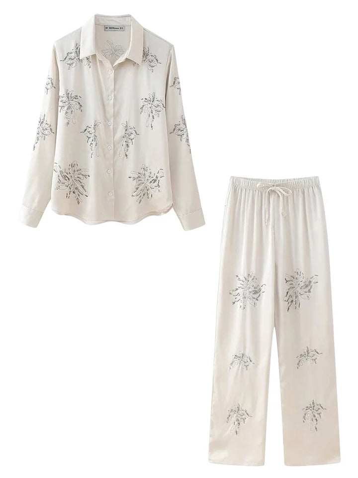 Liv - Besticktes Set mit weiter Hose