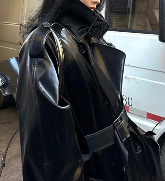 Katrin - Trenchcoat in Lederoptik