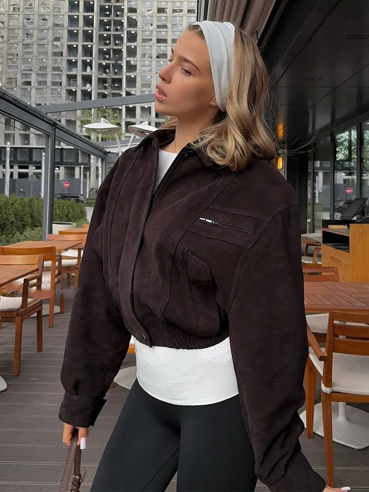 Barbara - Oversized Jacke in Wildlederoptik