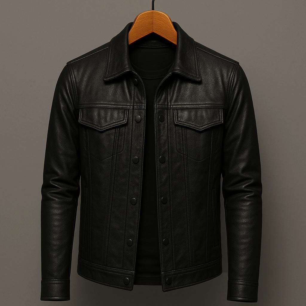 Lukas - Jacke in Lederoptik in Schwarz