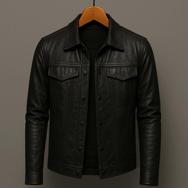 Lukas - Jacke in Lederoptik in Schwarz