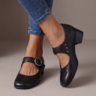 Vera - Mary Janes mit Blockabsatz in Schwarz