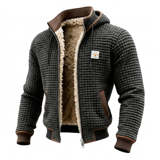 Bruno - Waffeljacke mit Teddyfutter in Grau