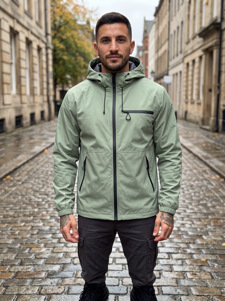 Jonas - Regenjacke mit Kapuze in Hellgrün, Vorderansicht