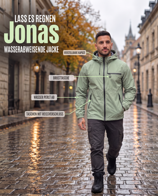 Jonas - Regenjacke mit Kapuze in Hellgrün mit Produktdetails