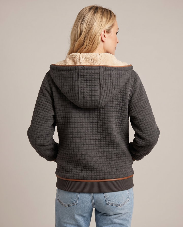 Hanna - Steppjacke mit Teddy-Kapuze, Rückansicht