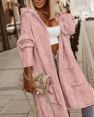 Inga - Lange Strickjacke mit Kapuze