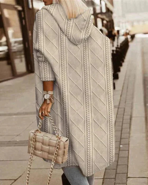 Inga - Lange Strickjacke mit Kapuze