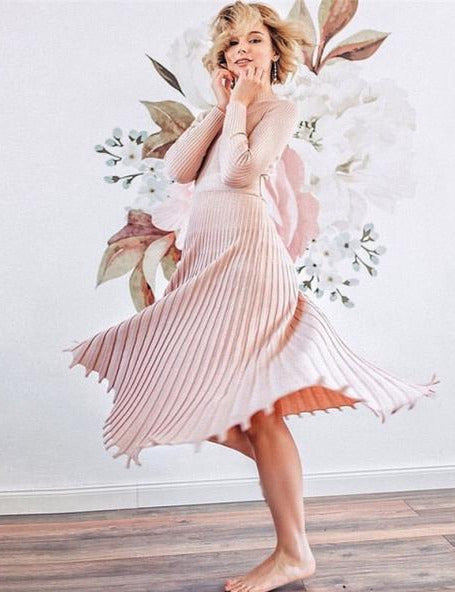 Kira - Strick-Plisseekleid