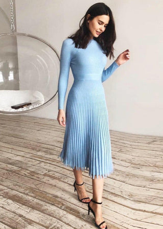 Kira - Strick-Plisseekleid