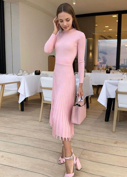 Kira - Strick-Plisseekleid