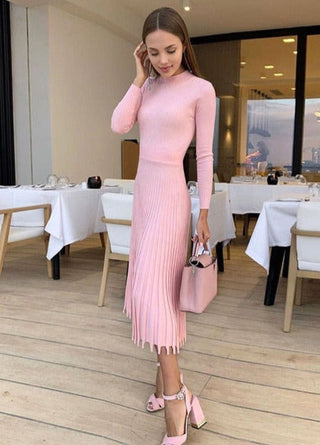 Kira - Strick-Plisseekleid
