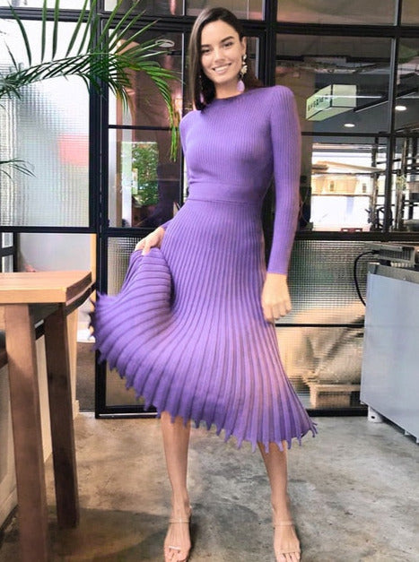 Kira - Strick-Plisseekleid