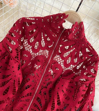 Emely - Vintage-Crop-Bluse Rot
