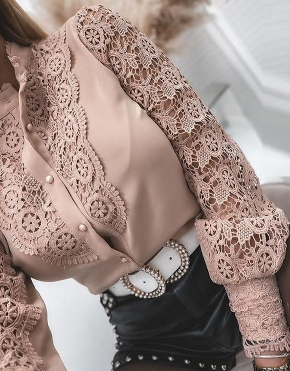 Ella - Spitzenkragen-Bluse