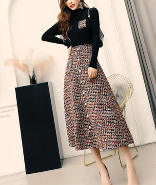 Claudia - Tweed-Rock mit Stricktop