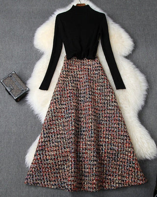 Claudia - Tweed-Rock mit Stricktop
