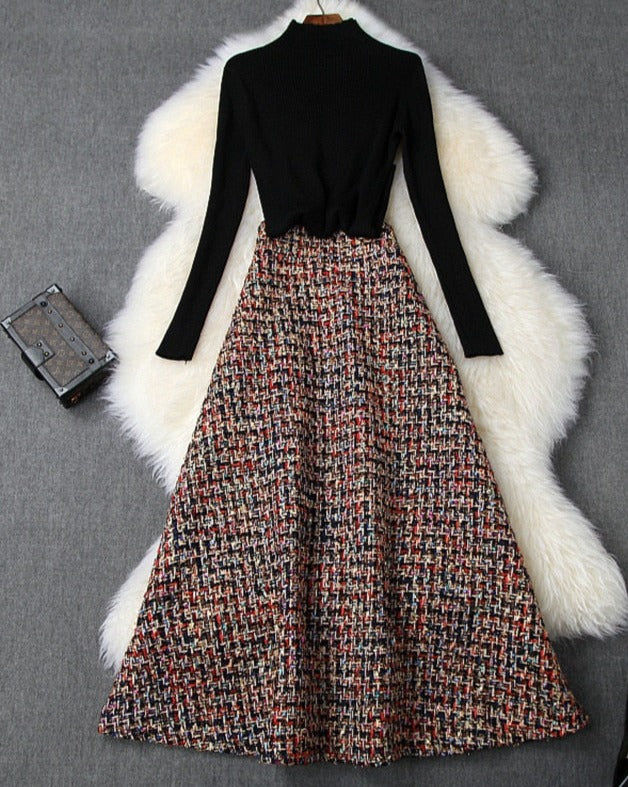 Claudia - Tweed-Rock mit Stricktop