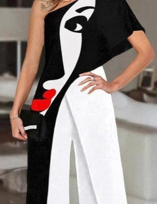 Anke - Jumpsuit mit Gesichter-Print