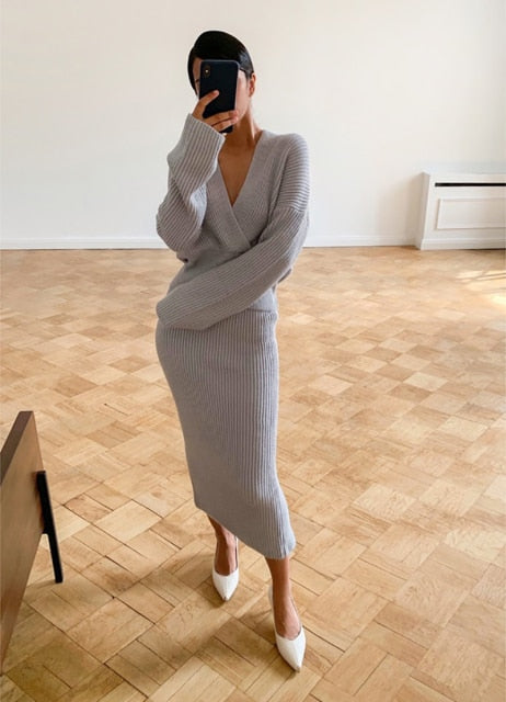 Katharina - Strickset mit V-Ausschnitt