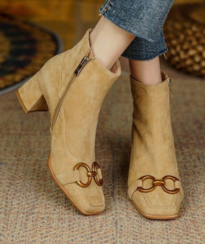 Selma - Velours-Stiefeletten mit Kette