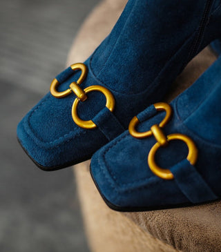 Selma - Velours-Stiefeletten mit Kette
