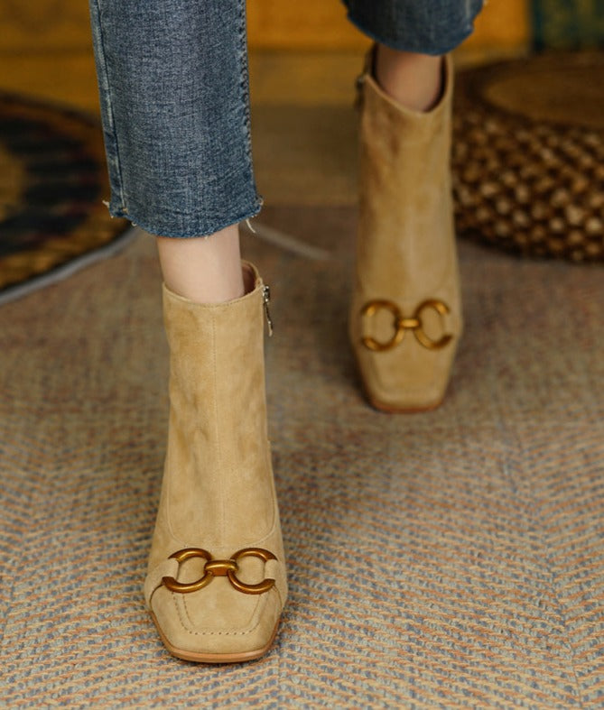 Selma - Velours-Stiefeletten mit Kette