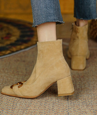 Selma - Velours-Stiefeletten mit Kette