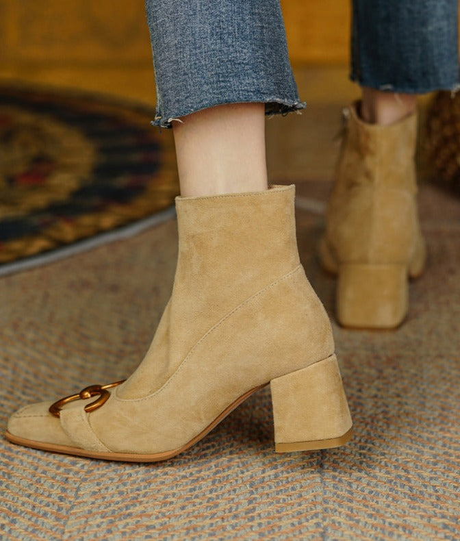 Selma - Velours-Stiefeletten mit Kette