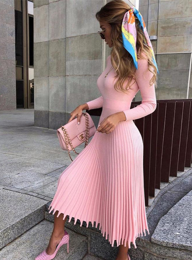 Kira - Strick-Plisseekleid