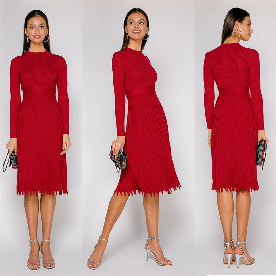Kira - Strick-Plisseekleid