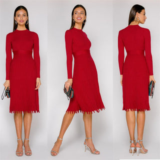 Kira - Strick-Plisseekleid