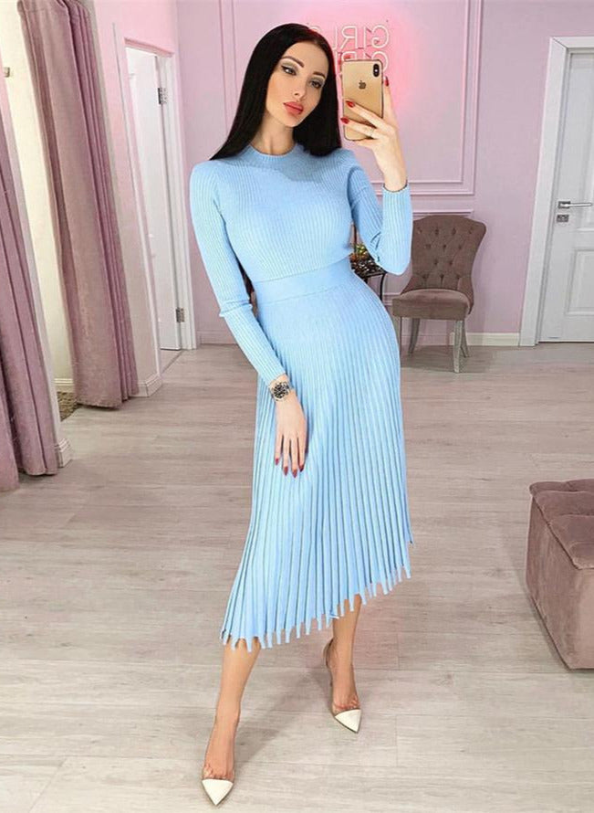 Kira - Strick-Plisseekleid