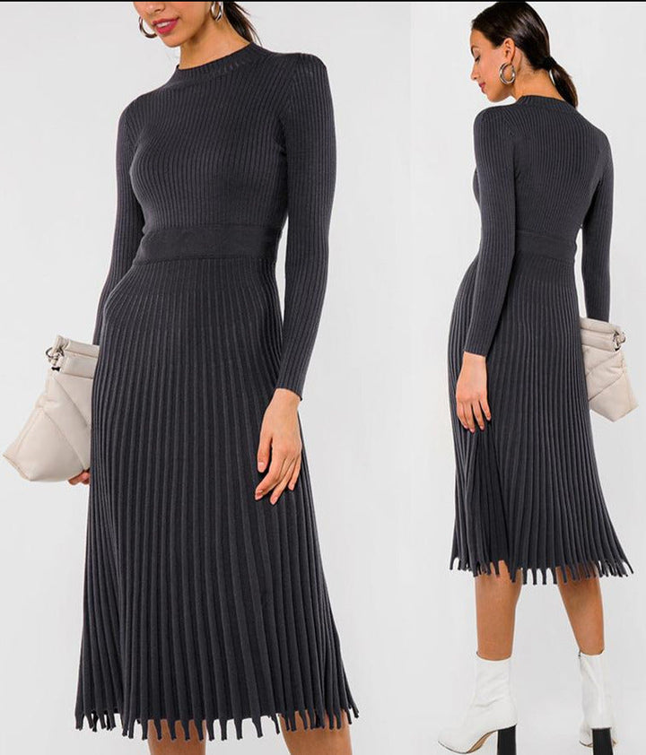 Kira - Strick-Plisseekleid