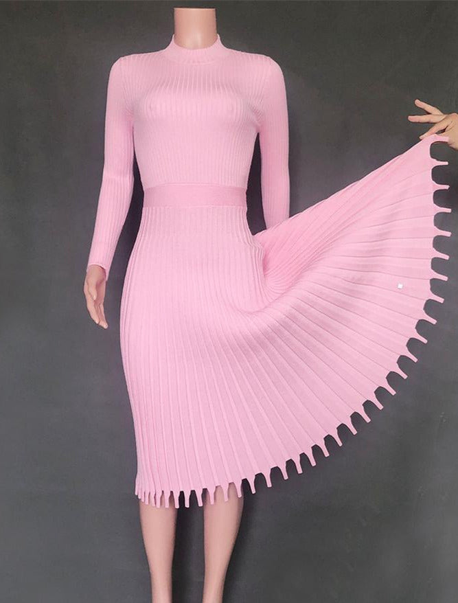 Kira - Strick-Plisseekleid