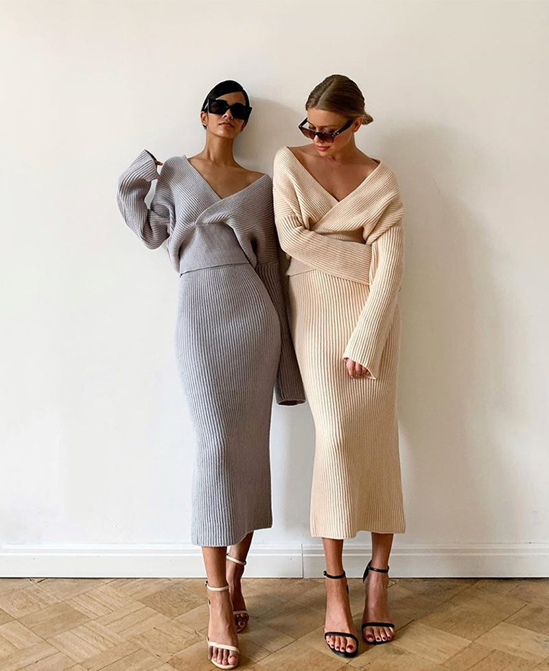 Katharina - Strickset mit V-Ausschnitt