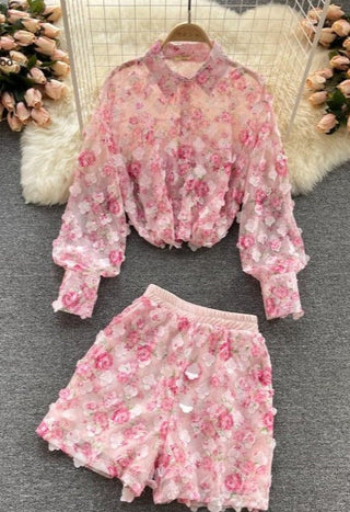 Sigrid - Set mit Blumenapplikationen