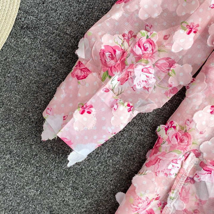 Sigrid - Set mit Blumenapplikationen