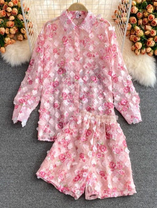 Sigrid - Set mit Blumenapplikationen
