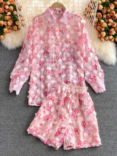 Sigrid - Set mit Blumenapplikationen
