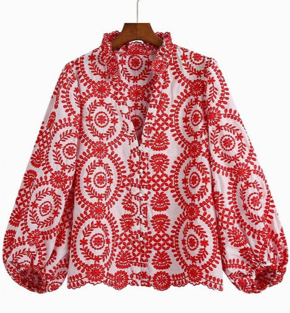 Barbara - Bestickte Bluse