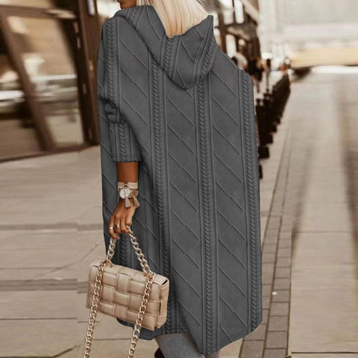 Inga - Lange Strickjacke mit Kapuze