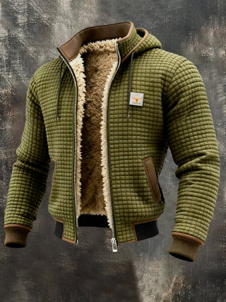 Bruno - Waffeljacke mit Teddyfutter in Grün