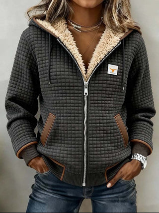 Hanna - Steppjacke mit Teddy-Kapuze, Vorderansicht